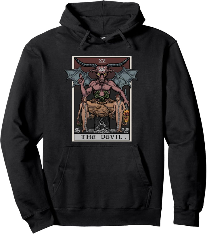 The Devil Tarot-Karte Halloween Baphomet Satanische Hexe Gothic Pullover Hoodie