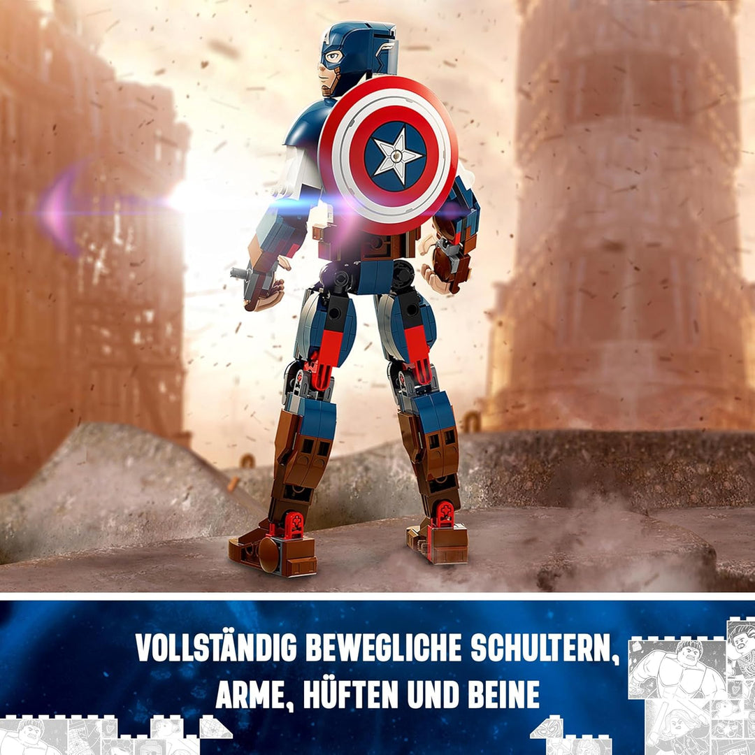 LEGO 76258 Marvel Captain America Baufigur, Superheld mit Schild, Avengers BAU-Spielzeug und Sammelf