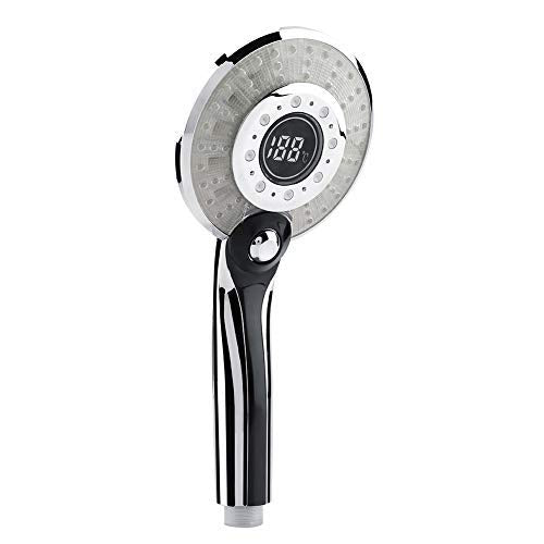 LED Duschkopf Bad Hand 3 Farben Temperaturkontrolle Farbwechsel Handbrause mit Digital Temperaturanz