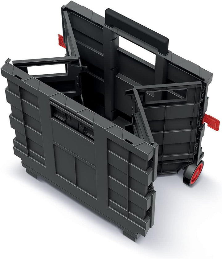 Spetebo Kunststoff Einkaufstrolley klappbar mit Rädern - 35 L - Transportbox fahrbar mit Teleskopgri