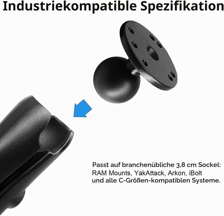 1,5 Zoll/C-Grösse / 38mm Kugelhalterung aus Aluminiumgusslegierung, AMPS-Loch-Rundplattenbasis, Komp