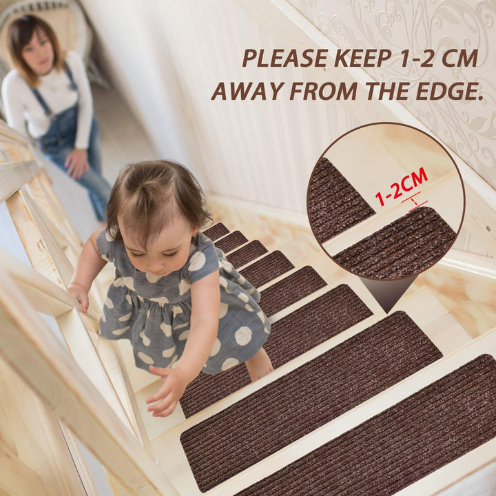MBIGM 15er Set Stufenmatten 20 cm X 65 cm Treppenteppich Selbstklebend Sicherheit Stufenteppich für