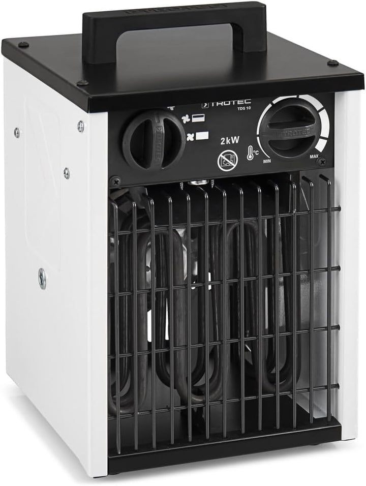 TROTEC Elektro Heizlüfter TDS 10 – Heizleistung 1 kW / 2 kW – Bauheizer Luftmenge 186 m³/h – Heizgeb