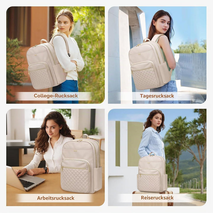 VNINE Rucksack Damen，16 Zoll Laptop Schulrucksack Mädchen, Wasserdicht Tagesrucksäcke Reiserucksack
