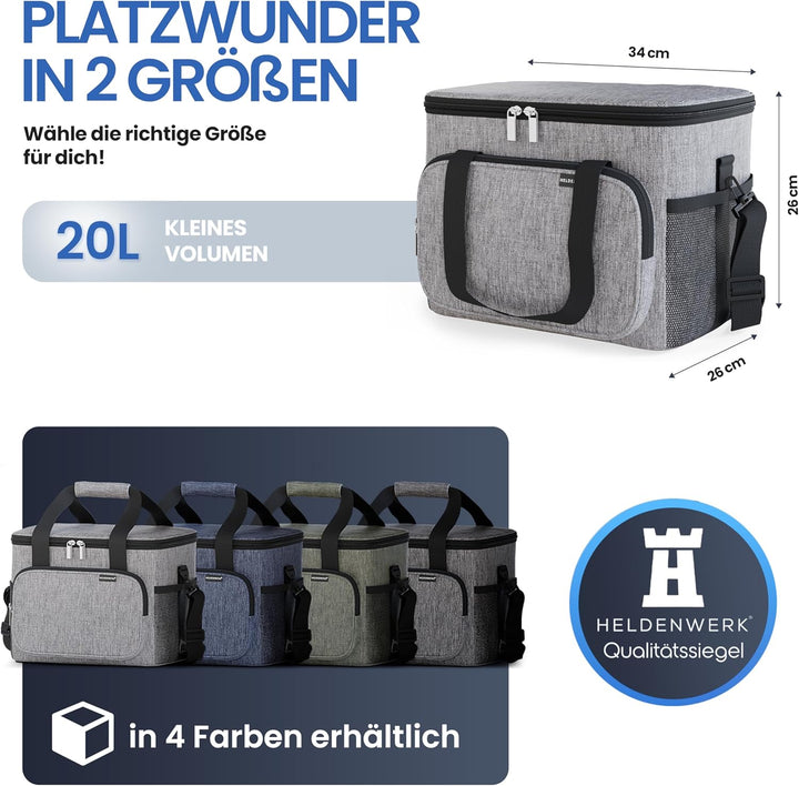 HELDENWERK Kühltasche Gross faltbar - Isolierte Kühlbox Thermotasche auslaufsicher & wasserdicht - P