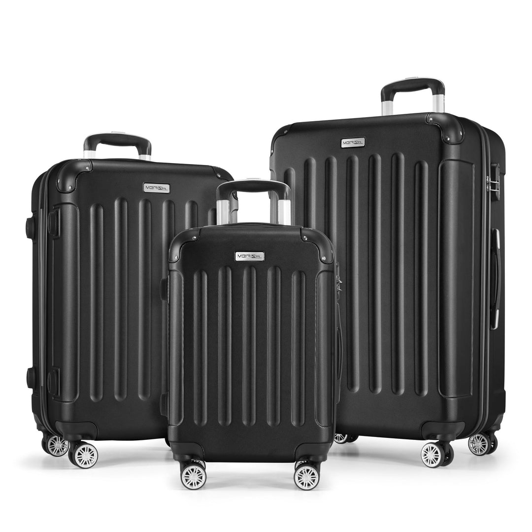 MERISH Reisekoffer Koffer Kofferset Trolleys Zwillingsrollen 3tlg. Hartschale in 9 Farben (Black, Se