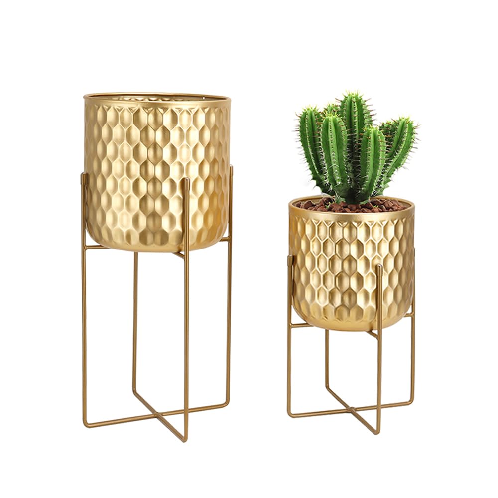 TRIROCKS Set aus 2 Metall Pflanzenständer 31 cm & 45 cm Blumenständer Moderne Pflanzenhalter Blumenh