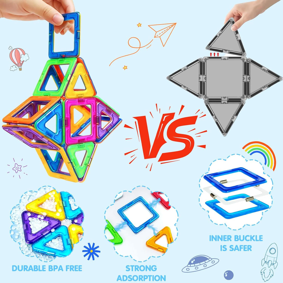 GMUFTIR Magnetische Bausteine, 66 Teile Magnetspielzeug Magneten Kinder, Kinderspielzeug, Magnetbaus