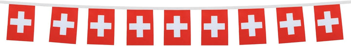 AZ FLAG FAHNENKETTE Schweiz 12 Meter mit 20 flaggen 45x30cm- HELVETISCHE Girlande Flaggenkette 30 x
