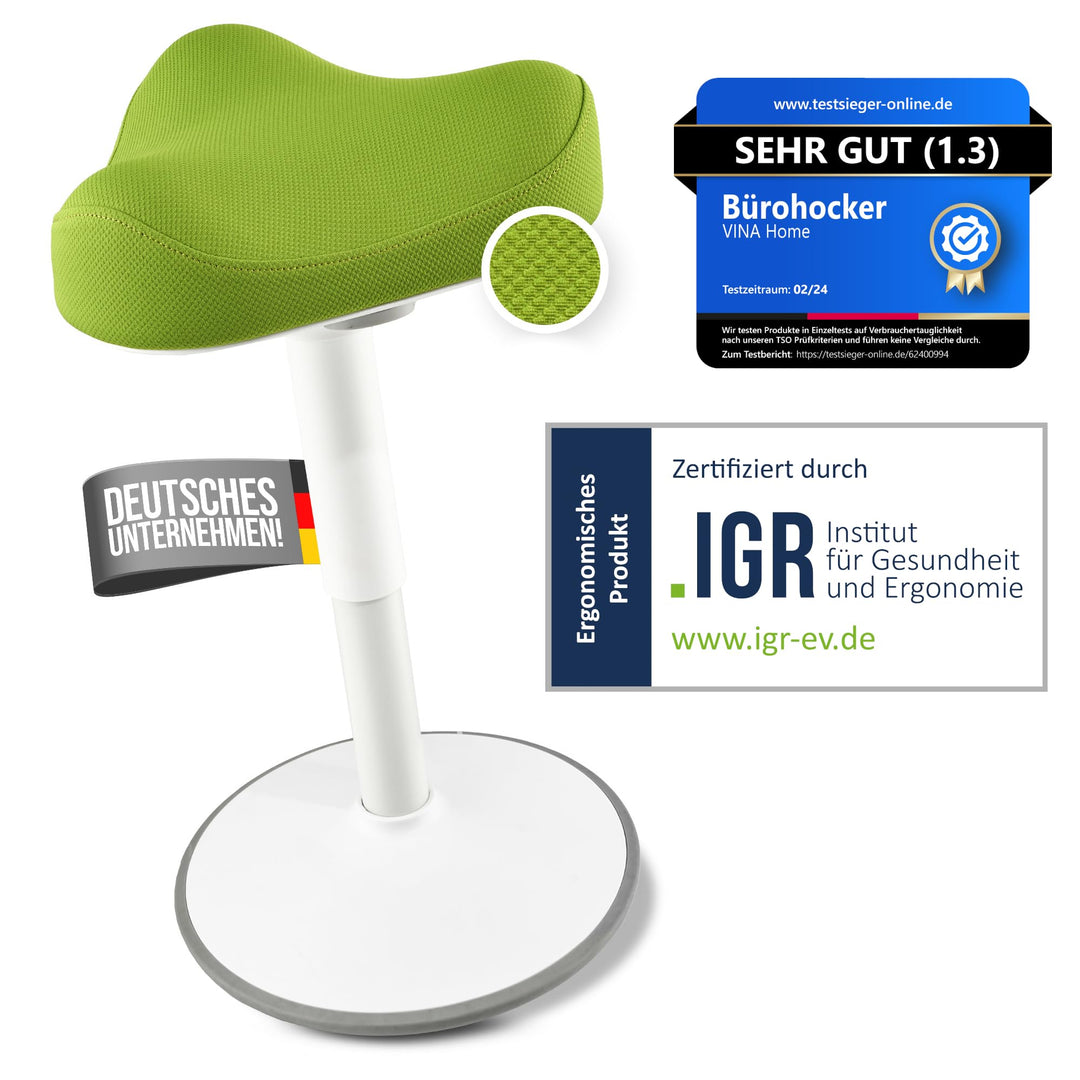 SH-01S Bürohocker Ergonomisch [IGR Zertifiziert] | Sitzhocker ergonomisch höhenverstellbar [47-65 cm