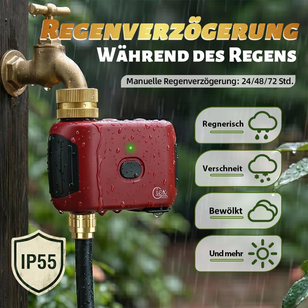 GIEX WLAN Bewässerungscomputer, Smarter Wasserhahn-Timer für Gartenbewässerung, kompatibel mit Alexa