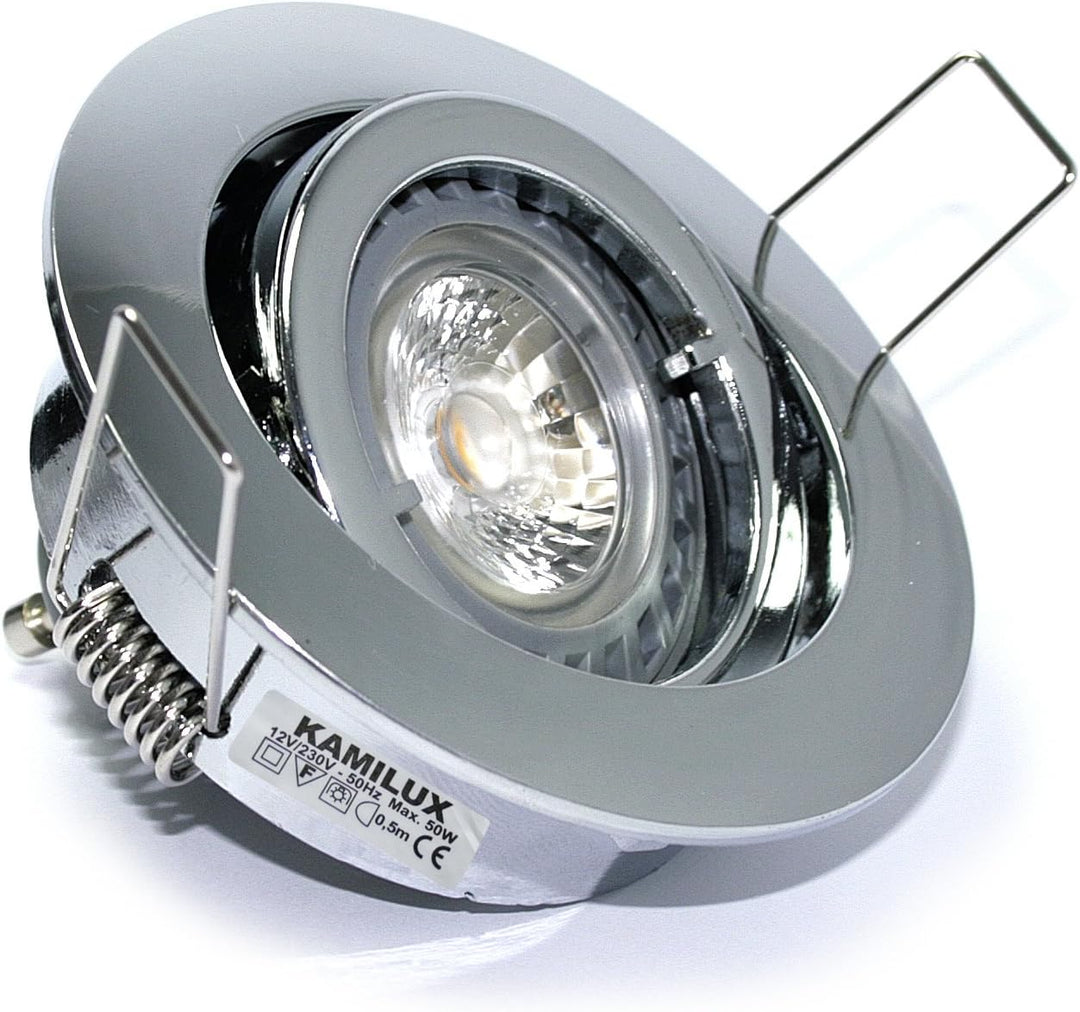 Kamilux 3er Set Einbaustrahler/Spot Bajo in chrom glänzend, Halogen oder LED geeignet, inkl. GU10 Fa