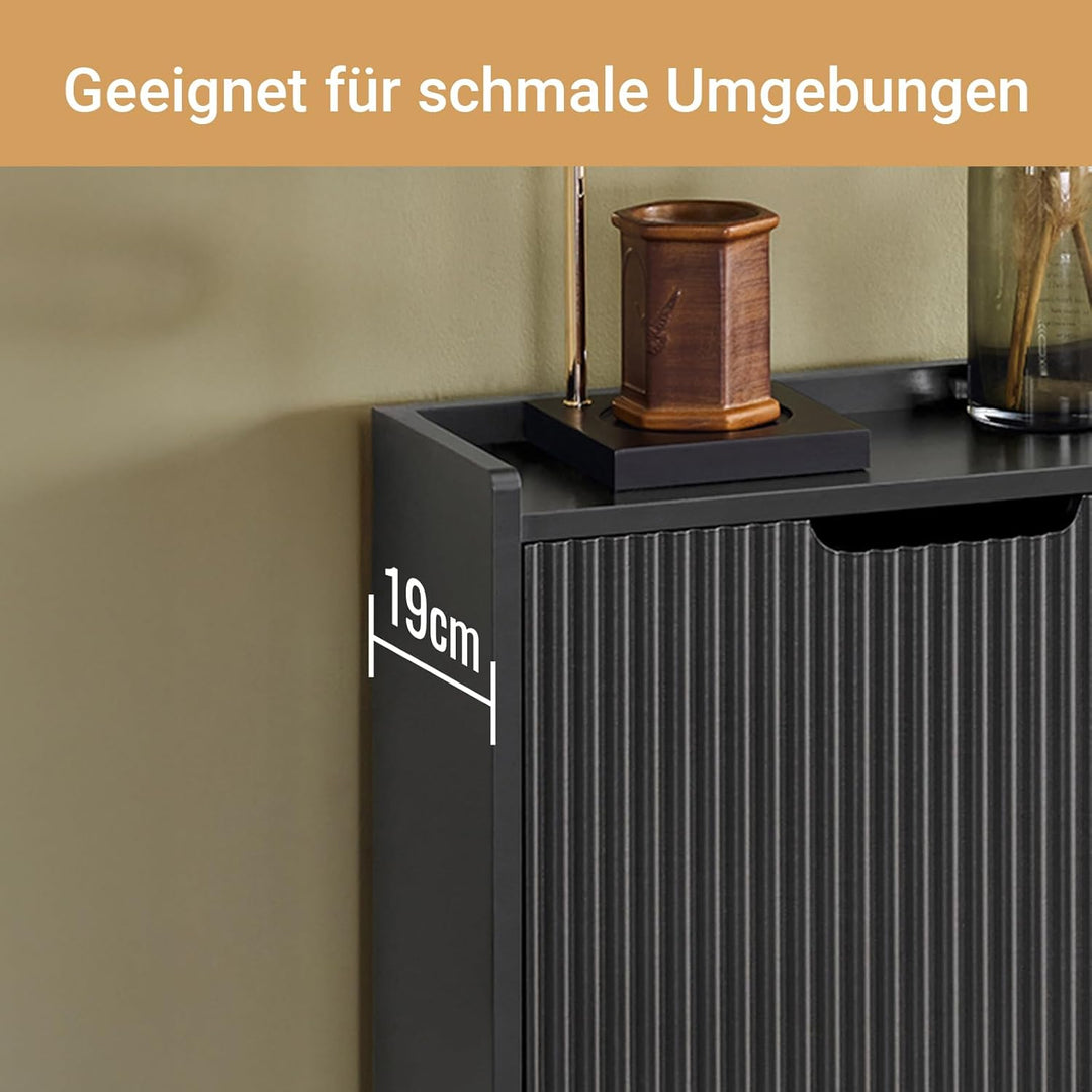 SoBuy Schuhschrank schmal mit 2 Klappen Platzsparender Schuhkipper Hoch Kommode Schuhregal geschloss