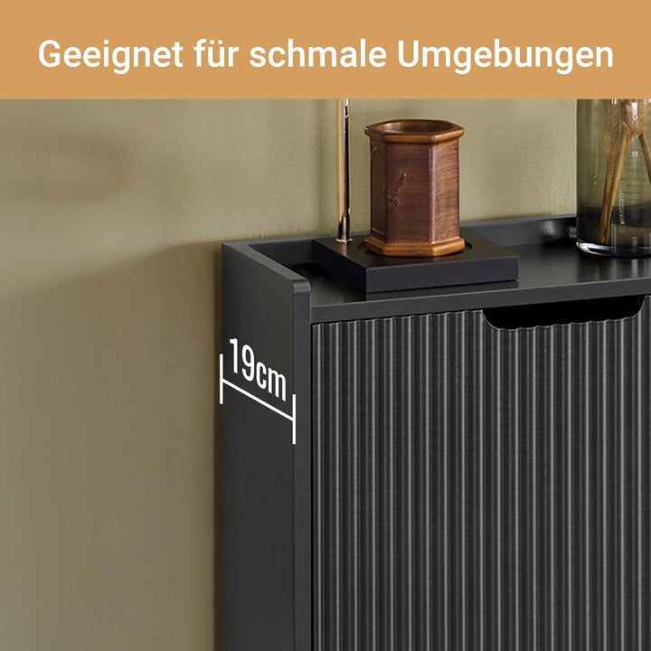SoBuy Schuhschrank schmal mit 2 Klappen Platzsparender Schuhkipper Hoch Kommode Schuhregal geschloss