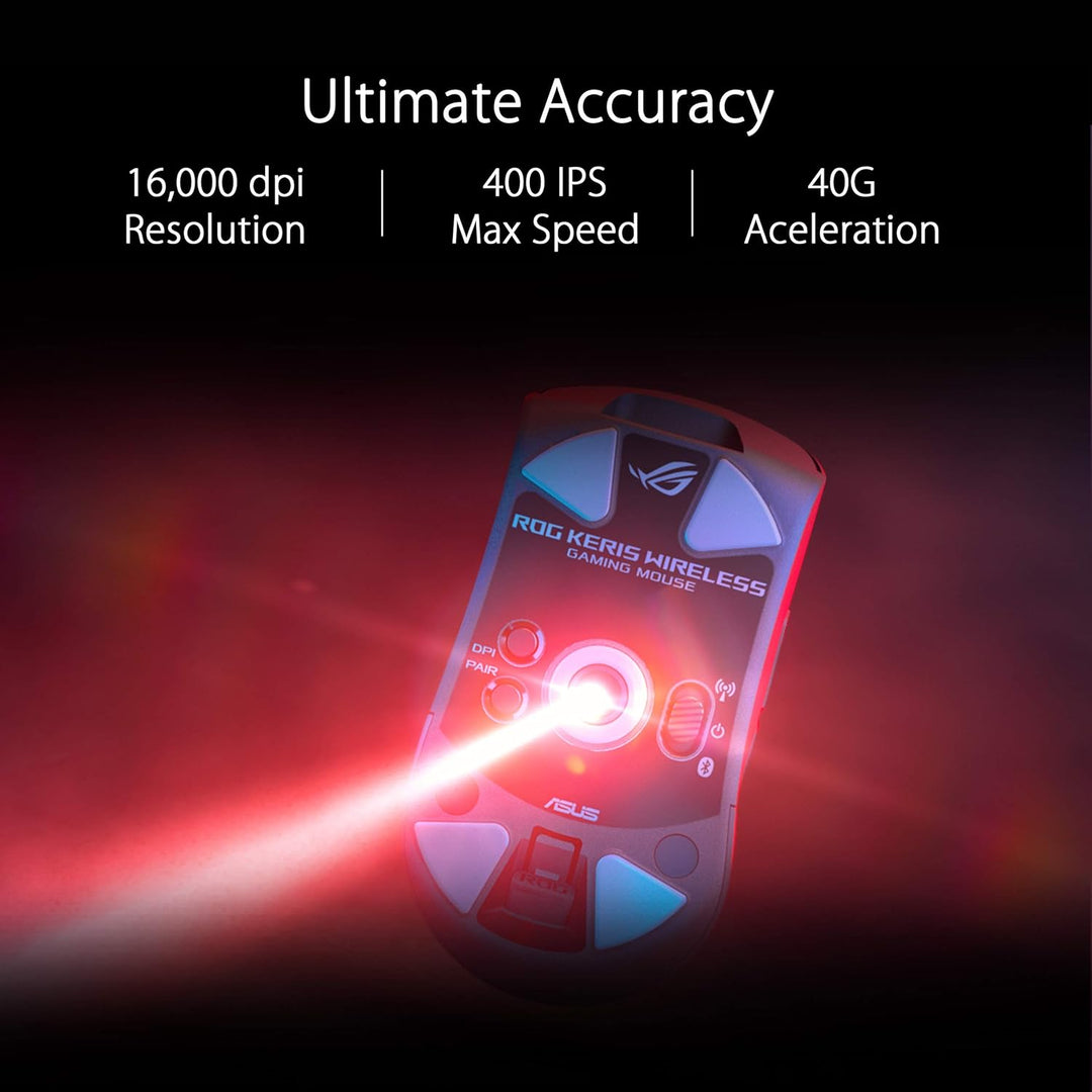 ASUS ROG Keris Wireless Gaming Maus (kabellos oder kabelgebunden nutzbar, 16.000 dpi, 400 ips, 1000H