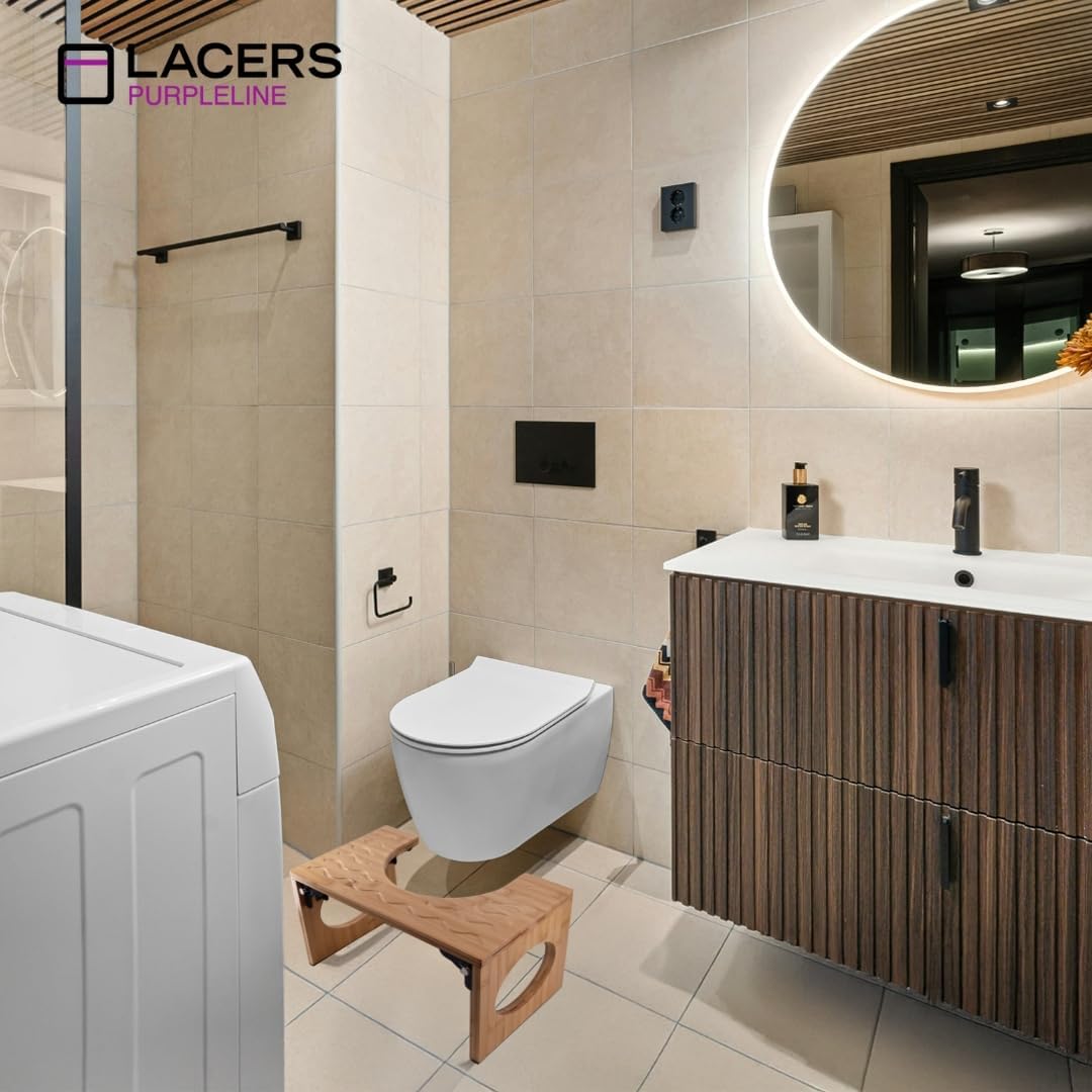 Lacers PurpleLine Toilettenhocker aus Bambus klappbar Ergonomischer WC-Hocker 400x250x205mm platzspa
