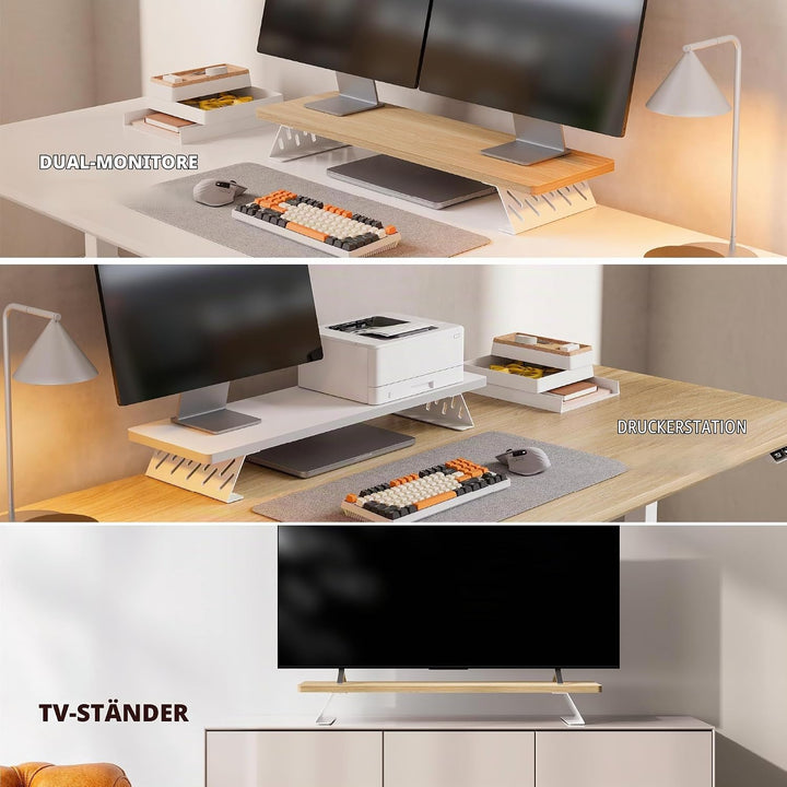 Fenge Dual Monitorständer mit Modernen Metallfüssen Multifunktionaler Bildschirmständer für Computer