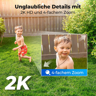 Codnida Überwachungskamera Aussen Akku Solar,360° Kamera Überwachung Aussen,Kabellos WLAN Kamera Out
