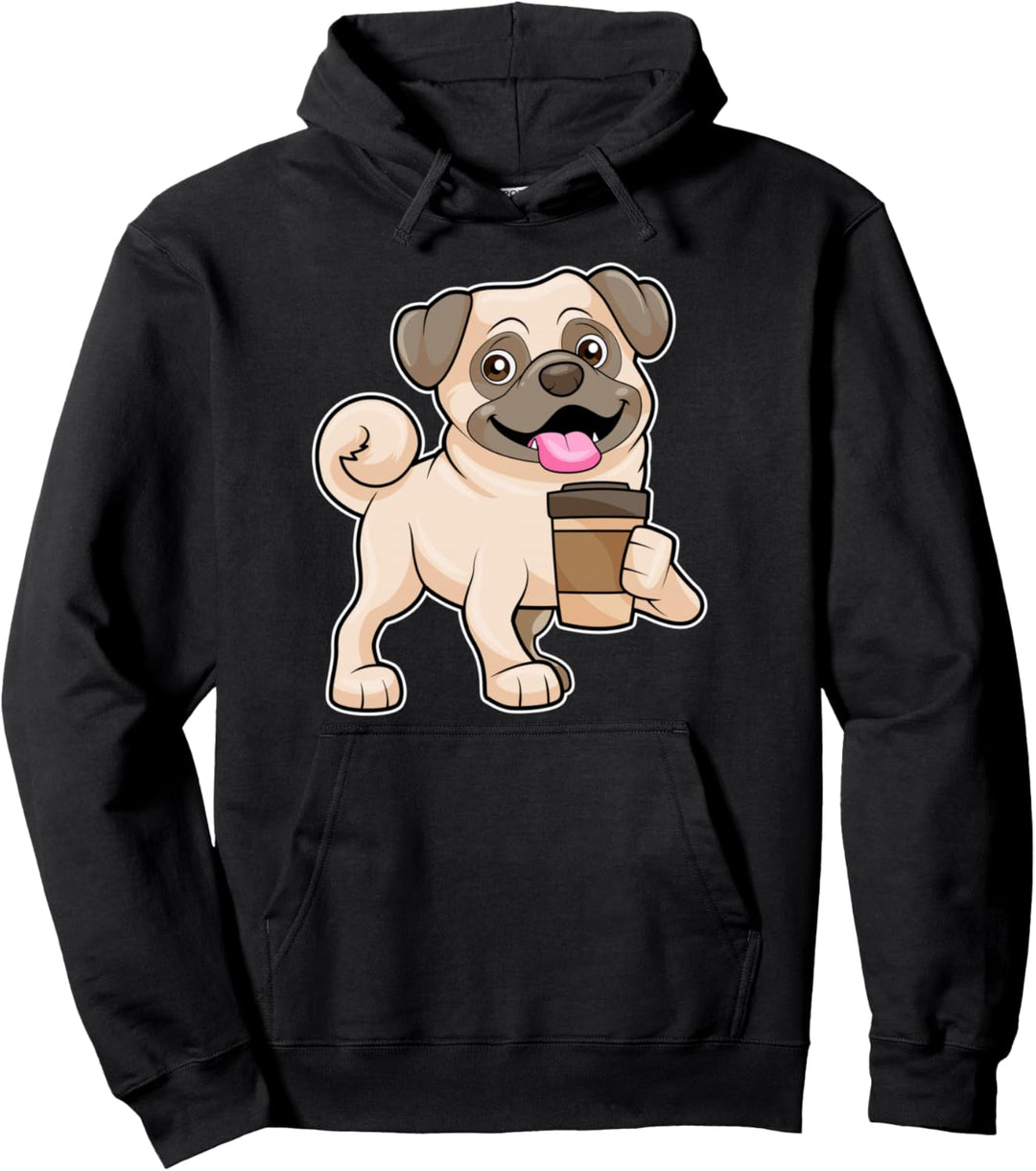 Mops Kaffee Becher Pullover Hoodie