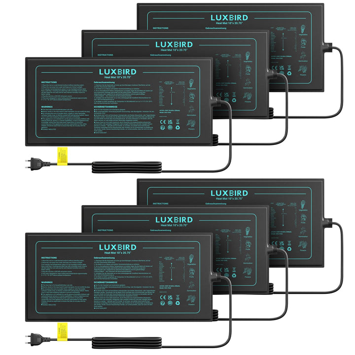 Luxbird Heizmatte Pflanzen, 6 Pack 20W Wasserdicht Wärmematte für Zimmergewächshaus, Indoor-Gärtnern