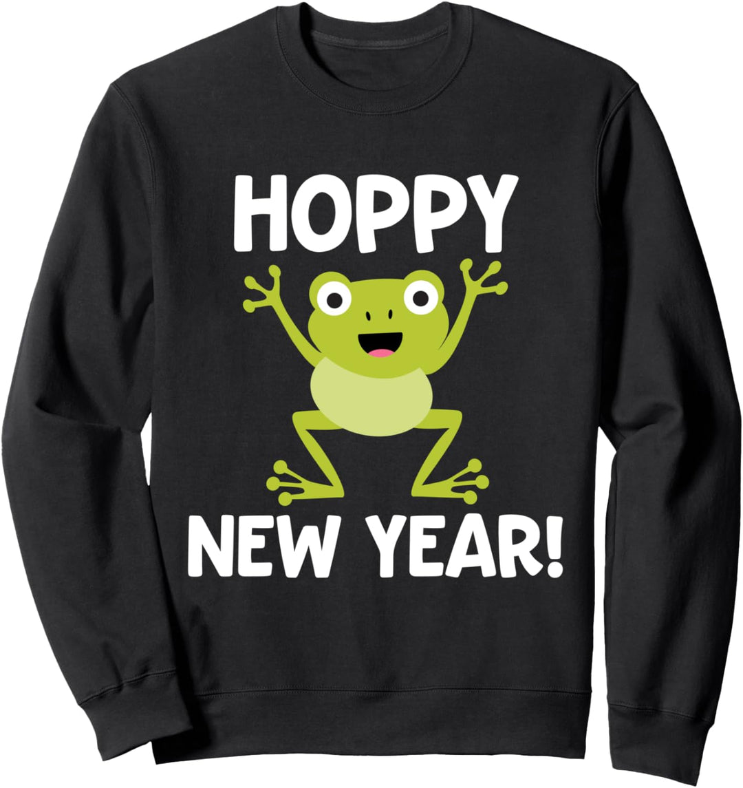 Hoppy New Year Funny New Years Eve Cute Frog Pun Gift Sweatshirt
