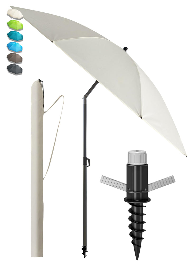 4smile Sonnenschirm Strand SunnyJoy, 3-IN-1 Set - UPF 50+ Strandschirm 160 cm + Sonnenschirm Schutzh