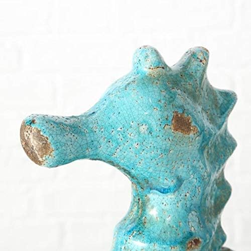 Seepferdchenfigur, Gartenfigur Seepferdchen Fina in türkis, ca. 23 cm x 11 cm x 35 cm