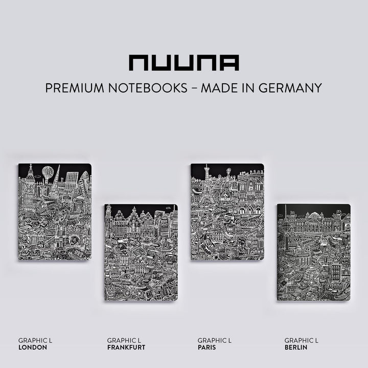 Nuuna Notizbuch A5+ | Graphic L - Berlin | Dotted Journal | 3,5mm Punktraster | 256 nummerierte Seit