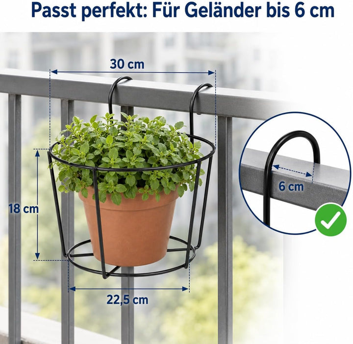 HEMOTON 2 Stücke Blumentopf Halterung Metall Blumentopfhalter Geländer Pflanzgefässe Balkongeländer