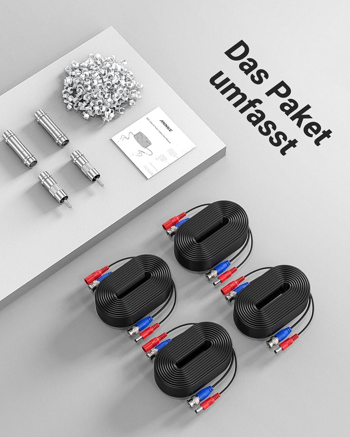 ANNKE BNC Kabel TVI AHD CVBS CVI Videokabel CCTV DVR 4 x 30M DC Power für Überwachungskamera Videoüb
