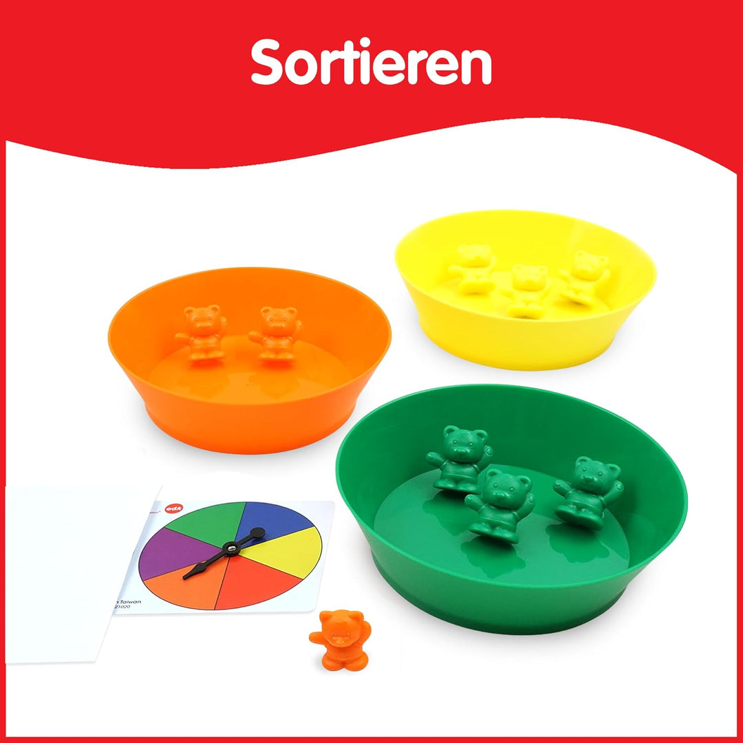 edxeducation Counting Bears mit passenden Schalen, Mathe Lernmittel | 68er Set, 60 Bärenzähler, 6 Sc