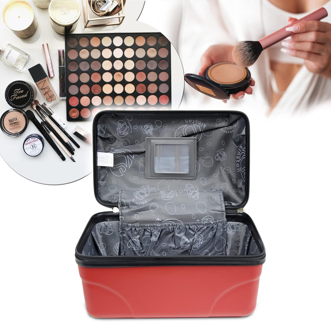 KINSTON Kosmetik- und Kulturtasche, Hartschalen-Vanity mit Griff, Reise-Organizer, Aufbewahrungsbox