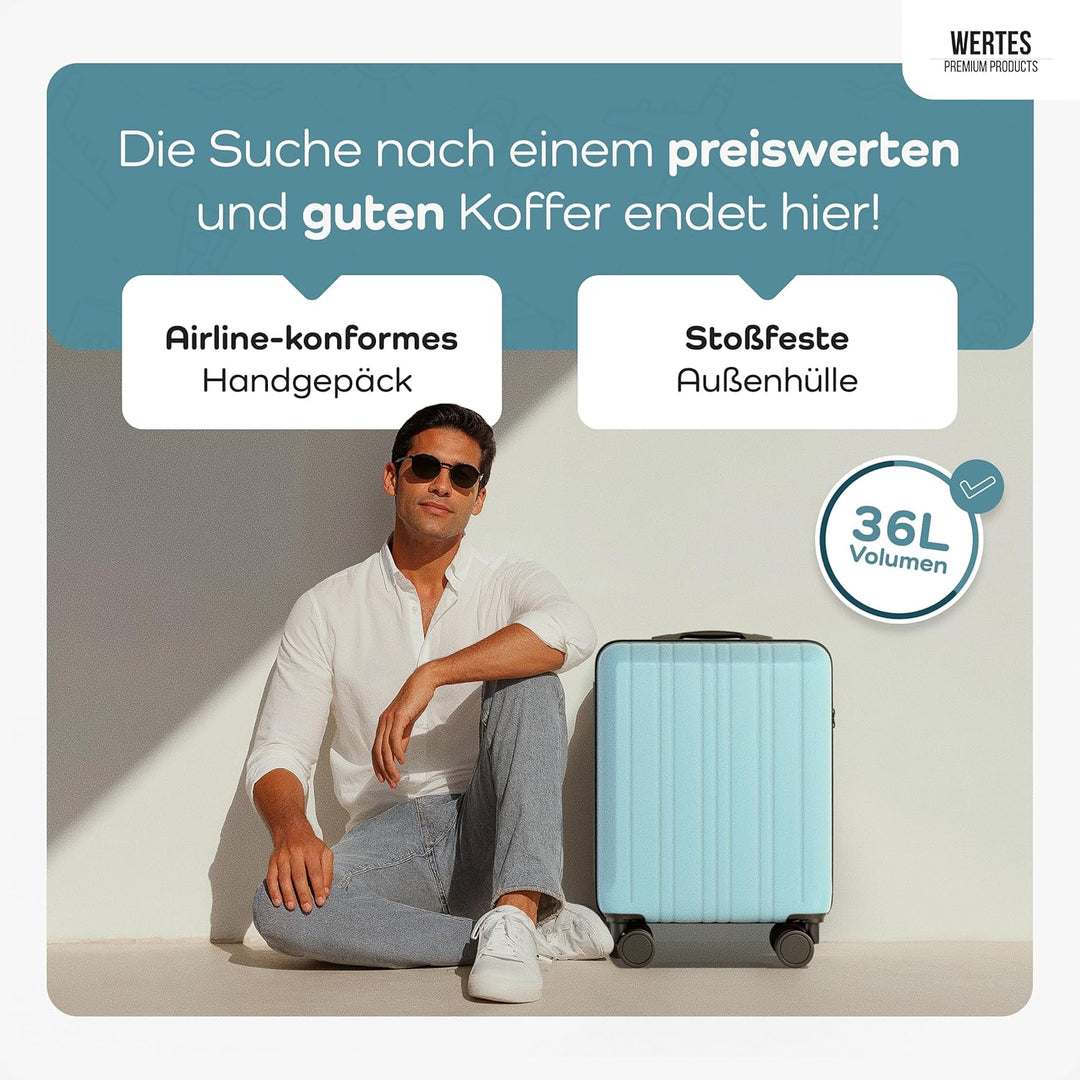 Handgepäck Koffer 55x40x20cm - 36L - TSA Schloss - Kabinenkoffer mit Dopperollen, Reisekoffer, Handg