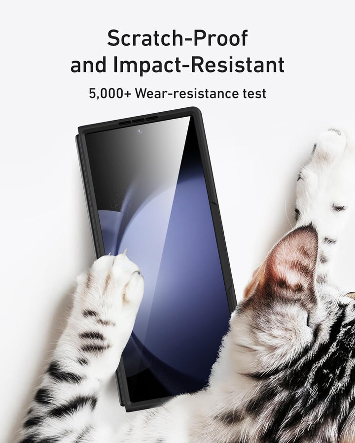 Miimall Kompatibel mit Samsung Galaxy Z Fold 5 Hülle mit S-Pen & Stifthalter, [Anti-SPY Displayschut