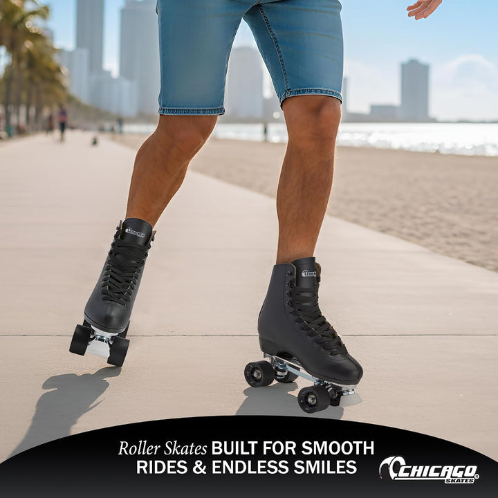 Chicago Herren Rollschuhe, Leder, gefüttert, klassisch, Schwarz 5, 5