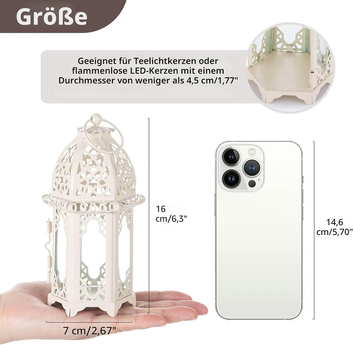 NUPTIO 4 Stück Marokkanischen Stil Kerze Laterne, Kleine Teelichthalter mit Transparente Glasscheibe