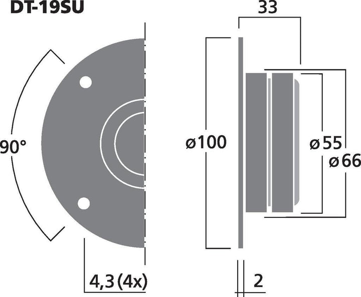 MONACOR DT-19SU Hi-Fi-Kalottenhochtöner, 50 WRMS, 8 ohm