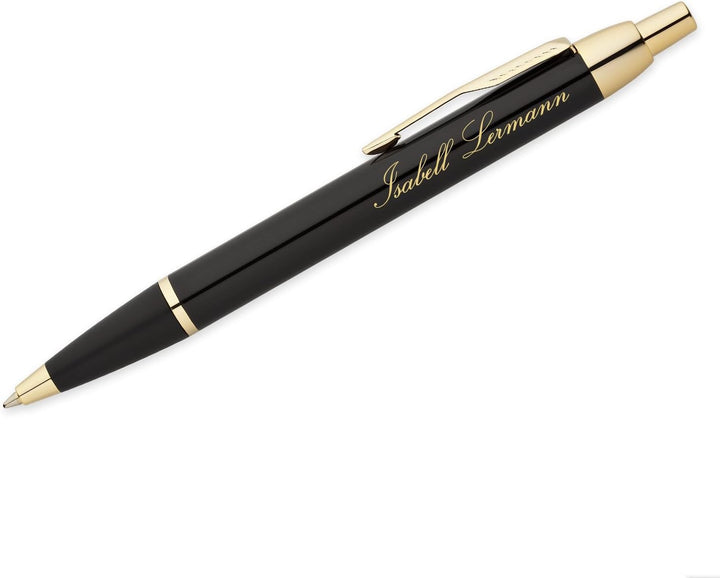 polar-effekt Parker IM Druckkugelschreiber mit Gravur - Schwarz-gold - Grossraummine blauschreibend
