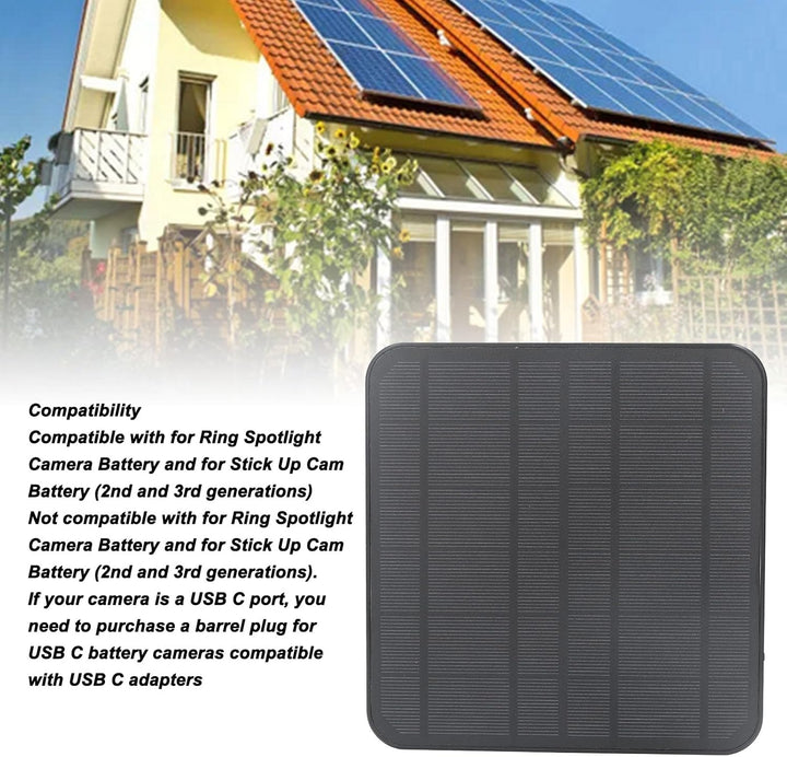 12 W Solarpanel Ladegerät für Ringkamera, IP65 Wasserdichtes, Verstellbares, Wandmontiertes Solarpan