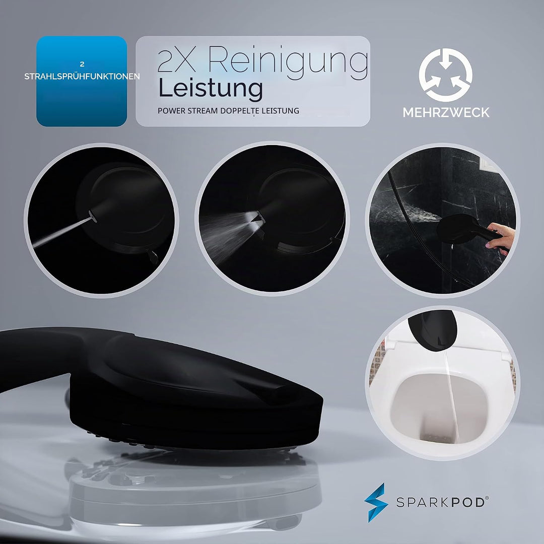 Sparkpod 10-Setting High Pressure Shower Head - Luxury 5" High Flow Hand Held Shower Head with High