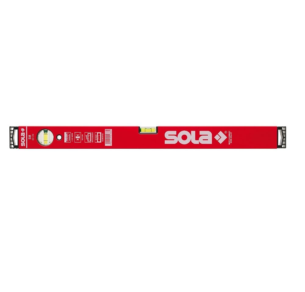 Sola SM RED Wasserwaage aus Aluminium, 100 cm, mit 2 Luftblasen, Rot