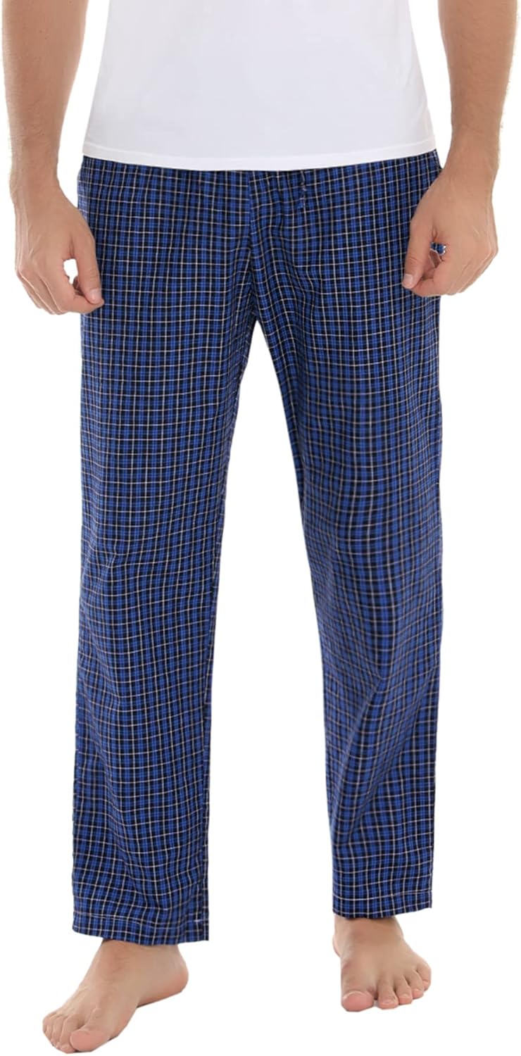 Aseniza Herren Schlafanzughose Lang Baumwolle Karierte Schlafhose Pyjamaunterteil Pyjamahose Freizei