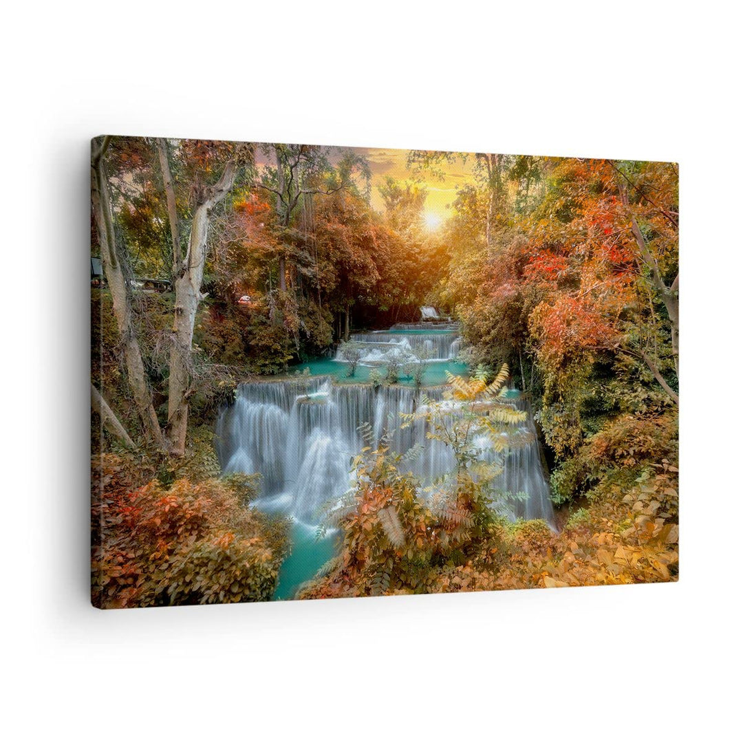 ARTTOR Bilder auf Leinwand Park Wasserfall Wasser Leinwandbild 70x50cm Wandbilder Dekoration Wohnzim