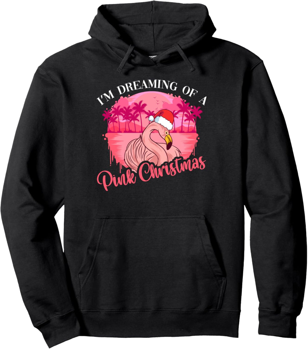 Ich träume von einem rosa Christmas Flock Pink Exotic Flamingo Pullover Hoodie