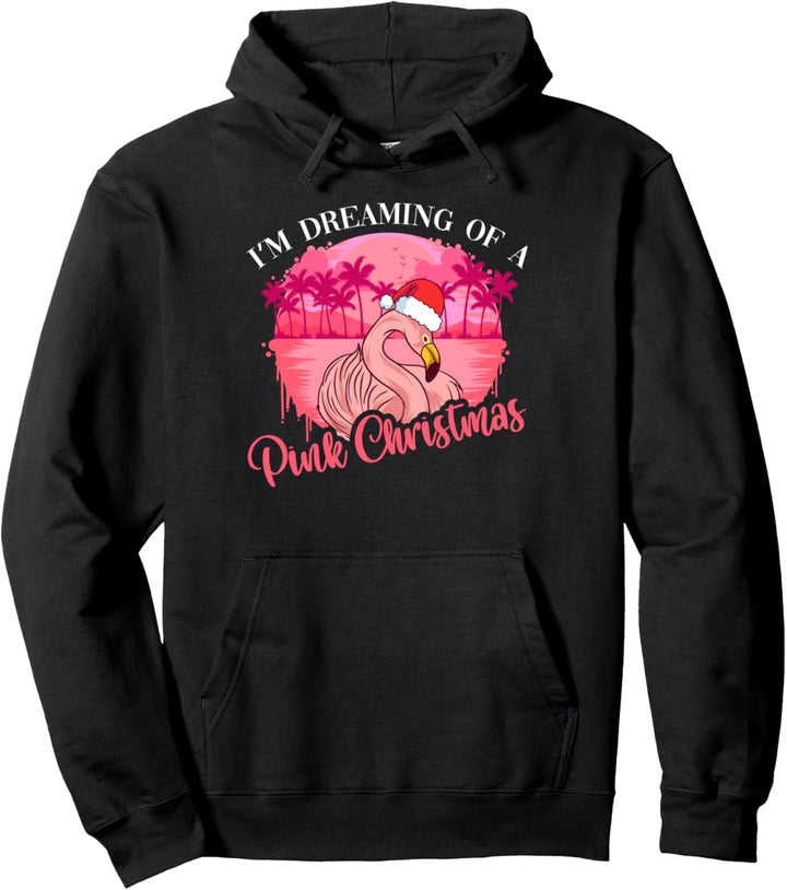 Ich träume von einem rosa Christmas Flock Pink Exotic Flamingo Pullover Hoodie