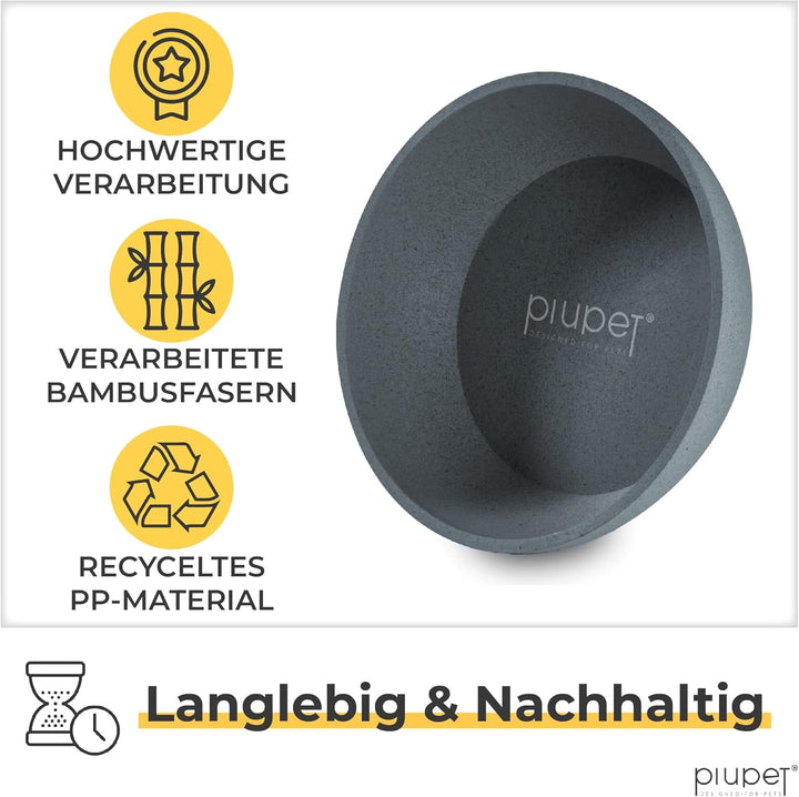 PiuPet® Futternapf I 2 x 1,6L I Grau I Spülmaschinenfest I 21,5cm Durchmesser I Hundenapf Grosse Hun
