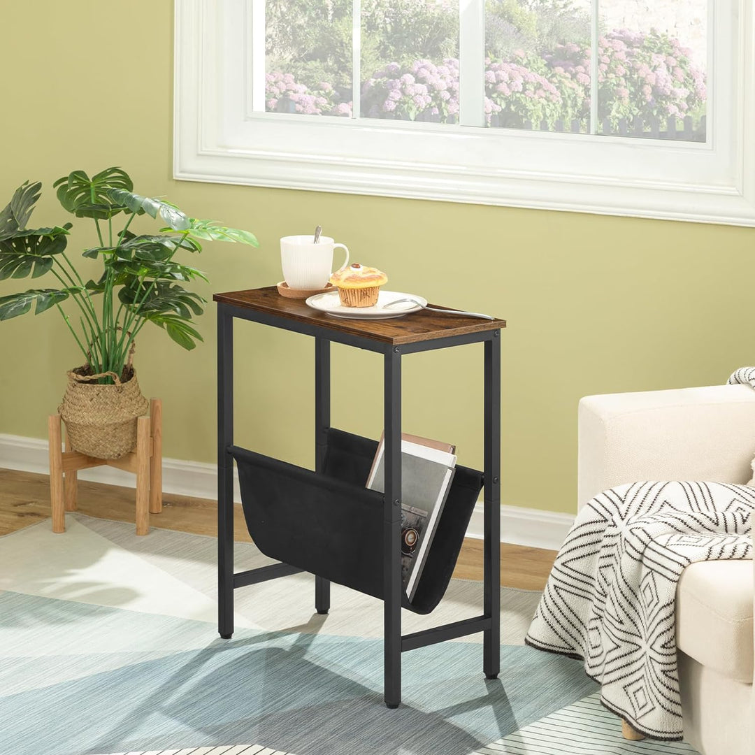 HOOBRO Beistelltisch, Sofatisch mit Stauraum, 48 x 24 x 61 cm, Nachttisch, Kaffeetisch, leicht zu mo