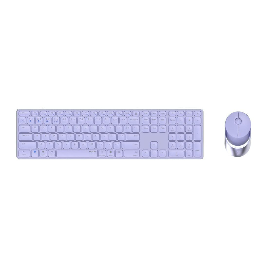 Rapoo 9850M kabelloses Tastatur-Maus Set Wireless Deskset 1600 DPI Sensor wiederaufladbarer Akku fla