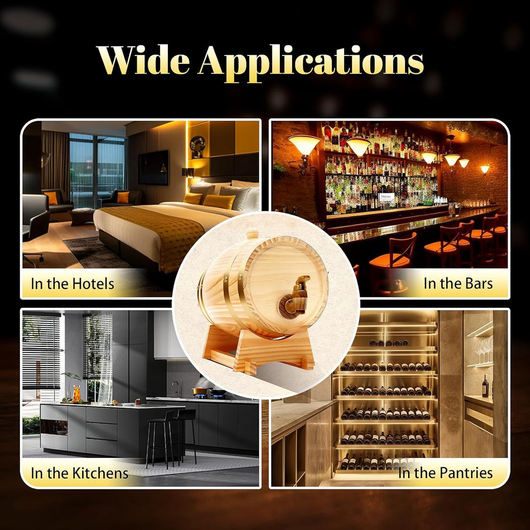 MINRS Holzfass Klein Eichenfass 3L Whiskyfass aus Holz Eichenweinfass Whiskyfass mit Bock & Zapfhahn