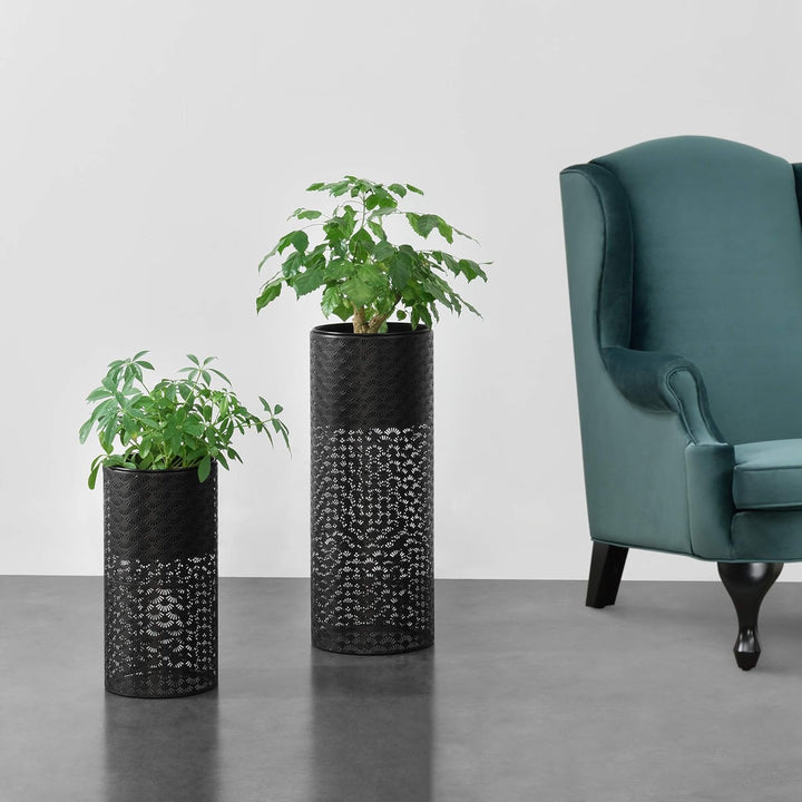 [en.casa] Pflanzständer Virton 2er Set Blumenständer-Set Pflanztopfhalter in 2 Grössen Metall Schwar